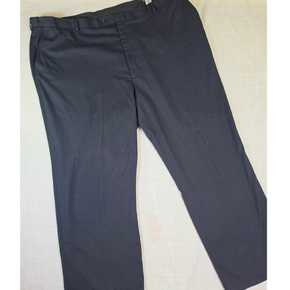 Claiborne Mens Black Textured Dress Pants Flat Front Trousers 50x32 735522
